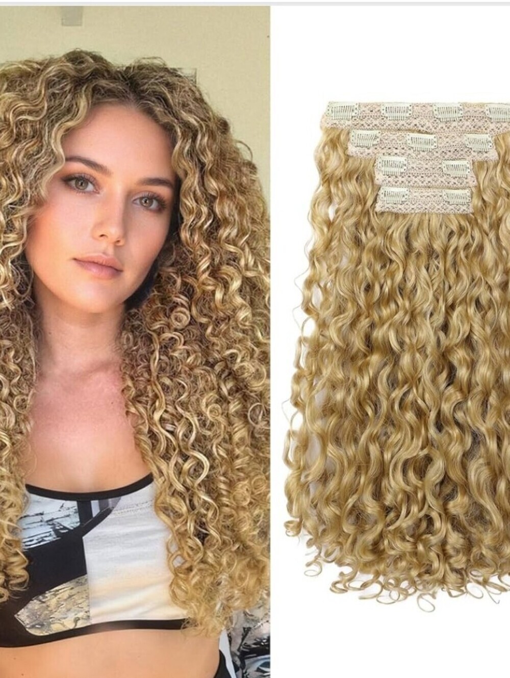 Echo Curly Clip-In Extensions — Golden Blonde 4 Clip Ins